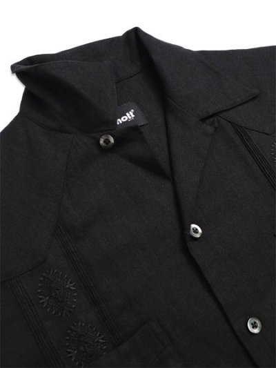 画像3: 【送料無料】SCHOTT LINEN GUAYABERA SHIRT BLACK