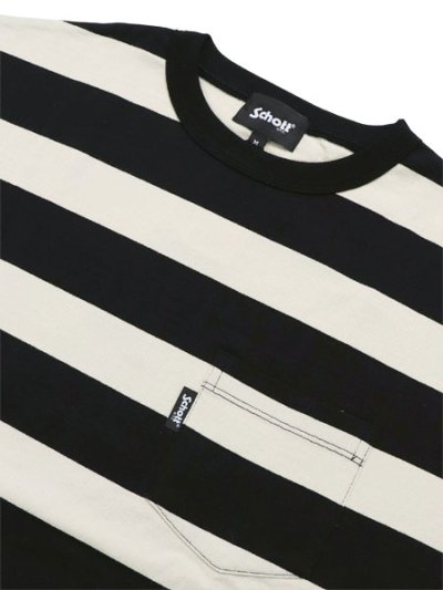 画像3: SCHOTT WIDE BORDER POCKET TEE BLACK