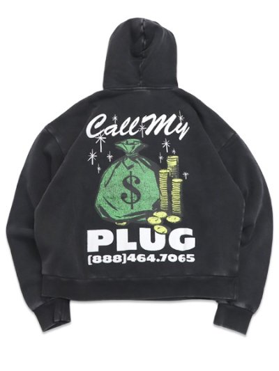 画像1: 【送料無料】MARKET CALL MY PLUG HOODIE WASHED BLACK