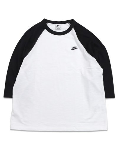 画像1: NIKE CLUB 3/4 RAGLAN TOP-BLACK/WHITE
