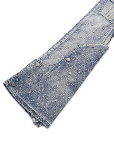 画像7: 【送料無料】GUAPI AQUA BLUE COFFIN ARC EMBELLISHED DENIM