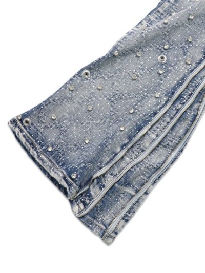 画像10: 【送料無料】GUAPI AQUA BLUE COFFIN ARC EMBELLISHED DENIM