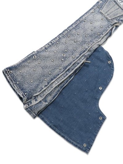 画像8: 【送料無料】GUAPI AQUA BLUE COFFIN ARC EMBELLISHED DENIM