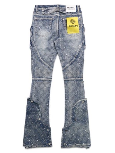画像2: 【送料無料】GUAPI AQUA BLUE COFFIN ARC EMBELLISHED DENIM