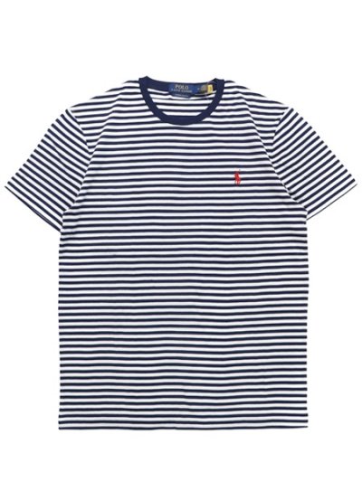 画像1: 【送料無料】POLO RALPH LAUREN CUSTOM SLIM STRIPED TEE NEWPORT NAVY/WHITE