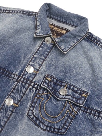 画像3: 【送料無料】TRUE RELIGION BOXY SUPER T CROPPED DENIM JACKET ELECTRIC GROVE MW