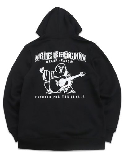 画像2: 【送料無料】TRUE RELIGION GLOSSY ARCHED LOGO ZIP HOODIE BLACK