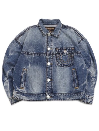 画像1: 【送料無料】TRUE RELIGION BOXY SUPER T CROPPED DENIM JACKET ELECTRIC GROVE MW