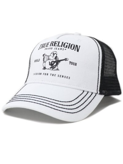 画像1: 【送料無料】TRUE RELIGION BUDDHA TRUCKER HAT WHITE/BLACK