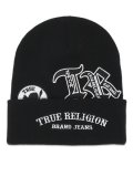 TRUE RELIGION LOGO PATCH BEANIE BLACK