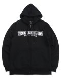 【送料無料】TRUE RELIGION GLOSSY ARCHED LOGO ZIP HOODIE BLACK