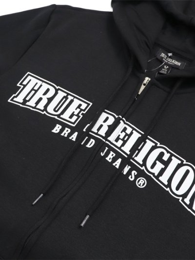 画像3: 【送料無料】TRUE RELIGION GLOSSY ARCHED LOGO ZIP HOODIE BLACK
