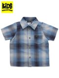 【KIDS】CALTOP TODDLER FL PLAID S/S SHIRT SKY BLUE/GREY
