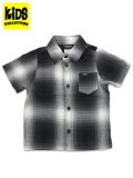 【KIDS】CALTOP TODDLER FL PLAID S/S SHIRT BLACK/IVORY
