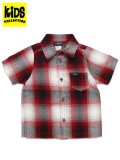 【KIDS】CALTOP TODDLER FL PLAID S/S SHIRT RED/WHITE