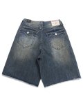 【送料無料】TRUE RELIGION MIKEY FRAYED HEM FLAP BAGGY AF SHORT CHAINLINK DISTRESS DARK