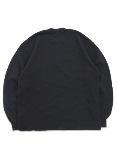 画像2: 【送料無料】LOS ANGELES APPAREL L/S HEAVY THERMAL HERITAGE HENLEY OVERSIZED-BLACK