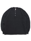 【送料無料】LOS ANGELES APPAREL L/S HEAVY THERMAL HERITAGE HENLEY OVERSIZED-BLACK
