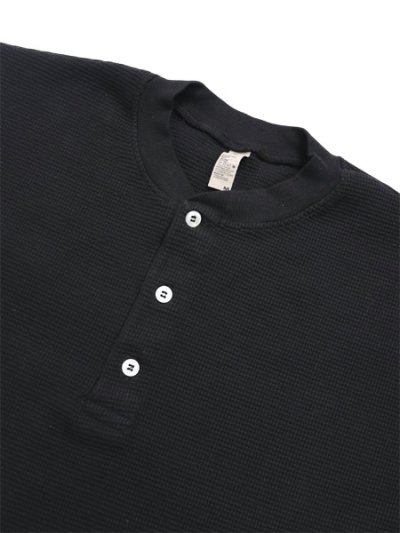 画像3: 【送料無料】LOS ANGELES APPAREL L/S HEAVY THERMAL HERITAGE HENLEY OVERSIZED-BLACK