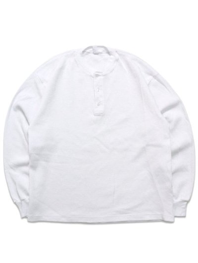 画像1: LOS ANGELES APPAREL L/S HEAVY THERMAL HERITAGE HENLEY OVERSIZED-WHITE