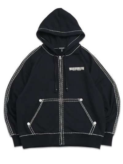 画像2: 【送料無料】TRUE RELIGION SUPER T BOXY ZIP HOODIE BLACK
