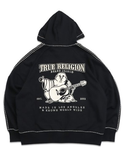 画像1: 【送料無料】TRUE RELIGION SUPER T BOXY ZIP HOODIE BLACK