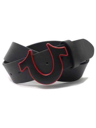 画像1: 【送料無料】TRUE RELIGION INDO-SAGE ENAMEL HORSESHOE BELT BLACK