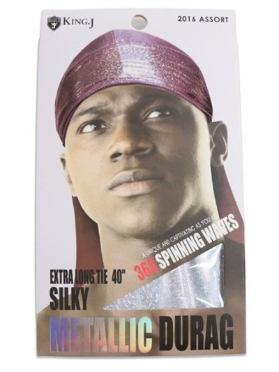 画像1: KING J EXTRA LONG TIE 40" SILKY METALLIC DURAG