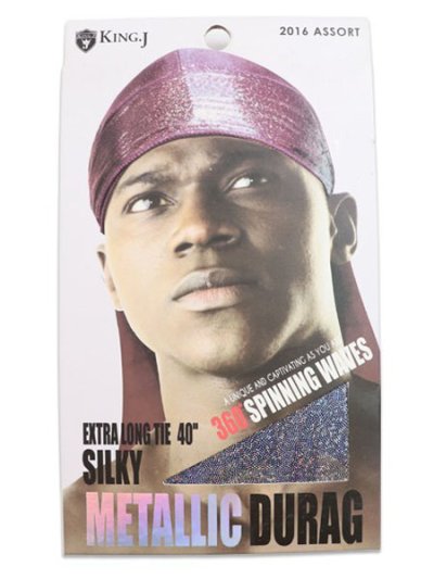 画像1: KING J EXTRA LONG TIE 40" SILKY METALLIC DURAG