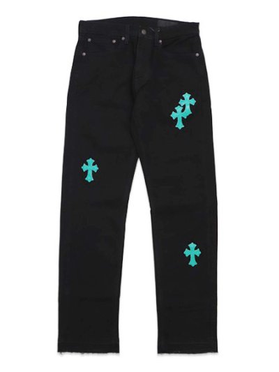 画像1: 【送料無料】ADVANCE LEVIS 505 CROSS LEATHER BLACK/TIFFANY BLUE