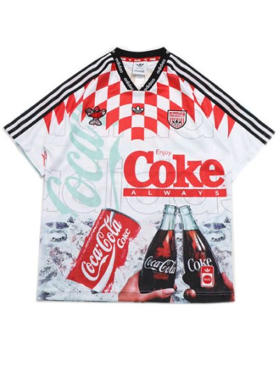 画像1: 【送料無料】ADIDAS COCA COLA CLASSIC SPORT MASH UP JERSEY-WHITE/MULTI