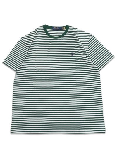 画像1: 【送料無料】POLO RALPH LAUREN CLASSIC FIT STRIPED TEE NEW FOREST/WHITE