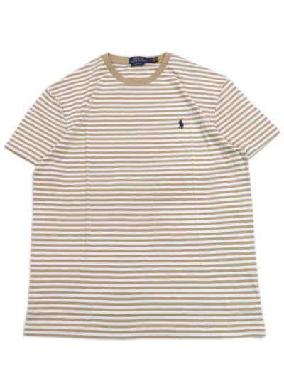 画像1: 【送料無料】POLO RALPH LAUREN CLASSIC FIT STRIPED TEE VINTAGE KHAKI/WHITE