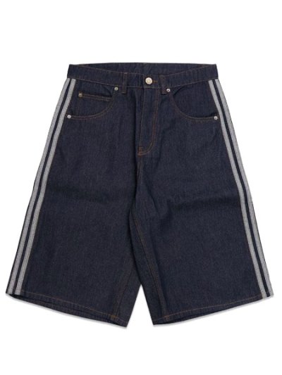 画像1: 【送料無料】ADIDAS FIREBIRD ADICOLOR JORTS MID-RISE STRAIGHT-INDIGO DENIM