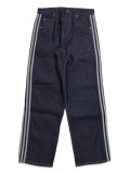 【送料無料】ADIDAS FIREBIRD ADICOLOR DENIM MID-RISE STRAIGHT-INDIGO DENIM