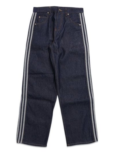 画像1: 【送料無料】ADIDAS FIREBIRD ADICOLOR DENIM MID-RISE STRAIGHT-INDIGO DENIM