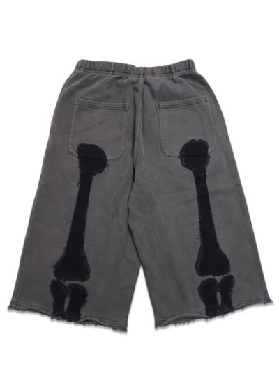画像2: 【送料無料】VANSON 8/10 LENGTH FLEECE SHORT BLACK BONE DENIM PATCH