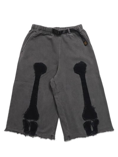 画像1: 【送料無料】VANSON 8/10 LENGTH FLEECE SHORT BLACK BONE DENIM PATCH