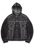 【送料無料】TRUE RELIGION SUPER T HOODED DENIM JACKET SMOG OVERDYE BLACK WASH