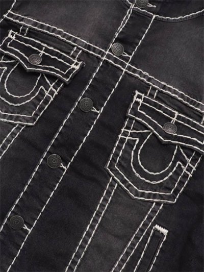 画像4: 【送料無料】TRUE RELIGION SUPER T HOODED DENIM JACKET SMOG OVERDYE BLACK WASH