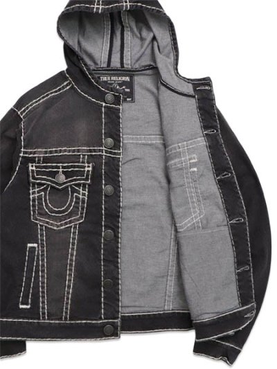 画像6: 【送料無料】TRUE RELIGION SUPER T HOODED DENIM JACKET SMOG OVERDYE BLACK WASH