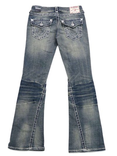 画像1: 【送料無料】TRUE RELIGION W JOEY LOW RISE SUPER T FLAP FLARE DANDELION FADE