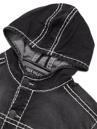 画像3: 【送料無料】TRUE RELIGION SUPER T HOODED DENIM JACKET SMOG OVERDYE BLACK WASH