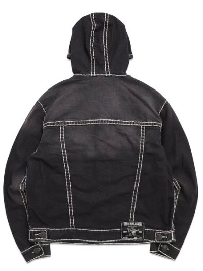 画像2: 【送料無料】TRUE RELIGION SUPER T HOODED DENIM JACKET SMOG OVERDYE BLACK WASH