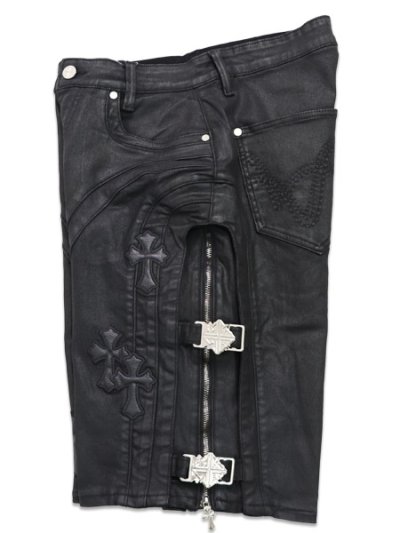 画像3: 【送料無料】GUAPI ALL BLACK CROSS BUCKLE SHORTS