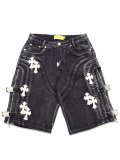 【送料無料】GUAPI OBSIDIAN BLACK CROSS BUCKLE SHORTS
