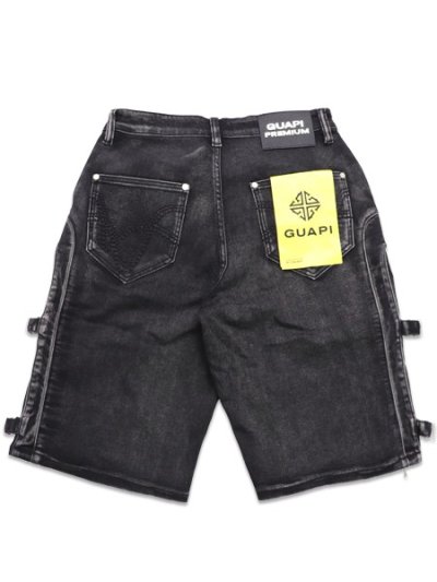 画像2: 【送料無料】GUAPI OBSIDIAN BLACK CROSS BUCKLE SHORTS