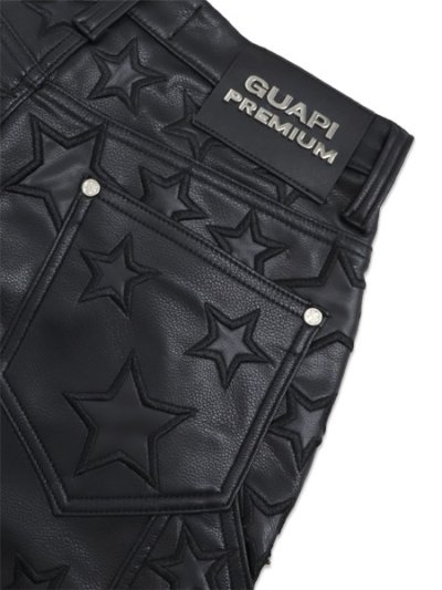 画像7: 【送料無料】GUAPI OBSIDIAN BLACK STARS LEATHER SHORTS