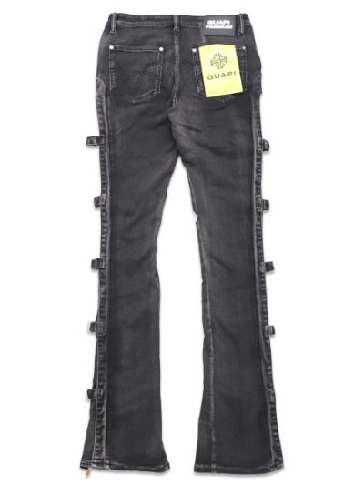 画像2: 【送料無料】GUAPI OBSIDIAN BLACK CROSS BUCKLE DENIM