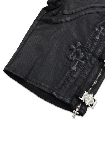 画像9: 【送料無料】GUAPI ALL BLACK CROSS BUCKLE SHORTS